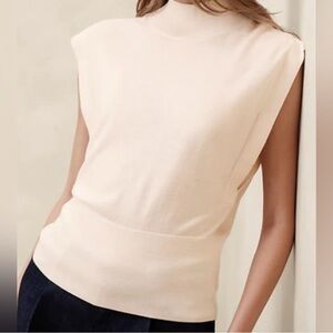 NWT Banana Republic Merino Mock Neck Tank Top in Pale Pink